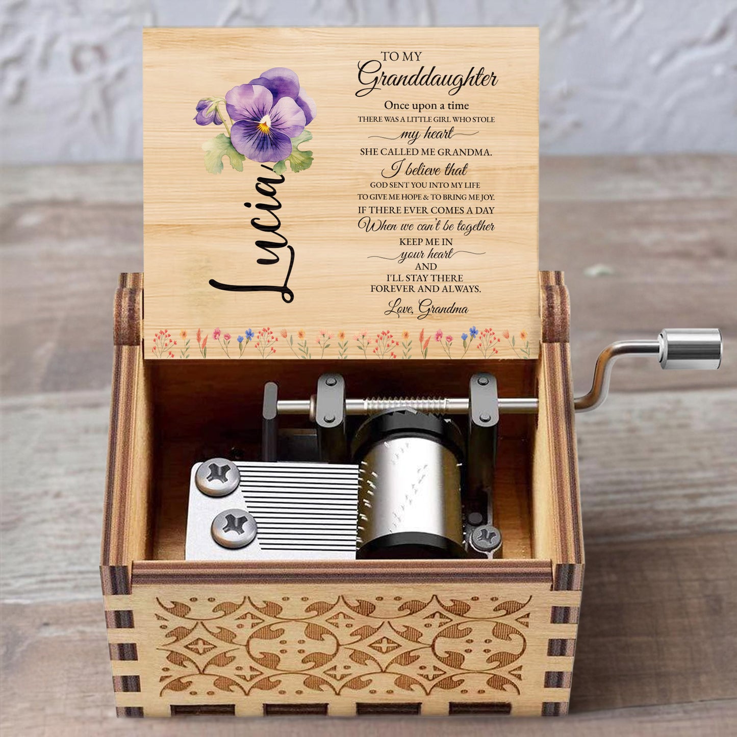 Granddaughter Love From Grandma Music Box With Floral Design