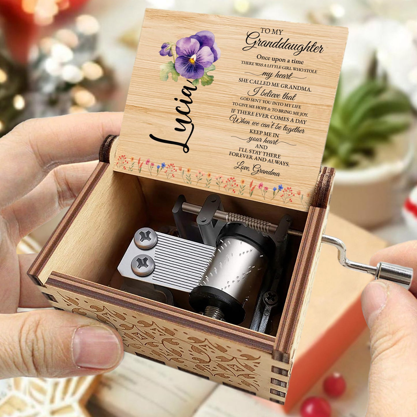 Granddaughter Love From Grandma Music Box With Floral Design