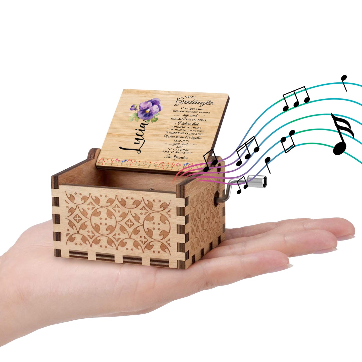 Granddaughter Love From Grandma Music Box With Floral Design