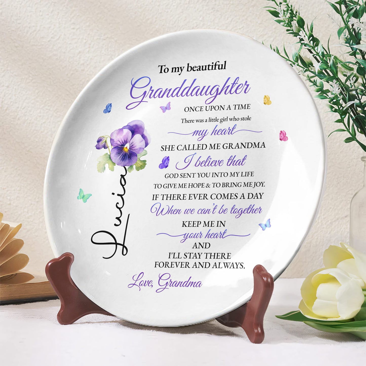 To My Beautiful Granddaughter, Once Upon A Time, Flowers And Hearts