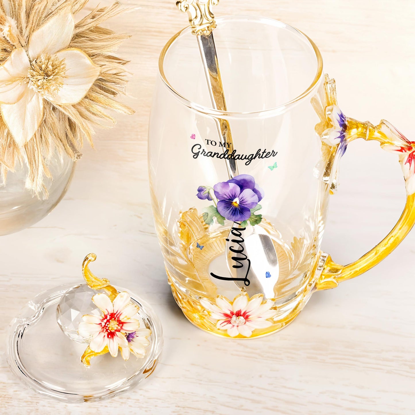 To My Granddaughter, Flowers, and Butterfly Design