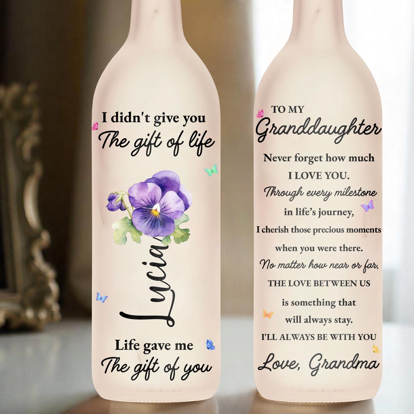 The Gift Of Life, Flowers Personalized Bottle Lamp