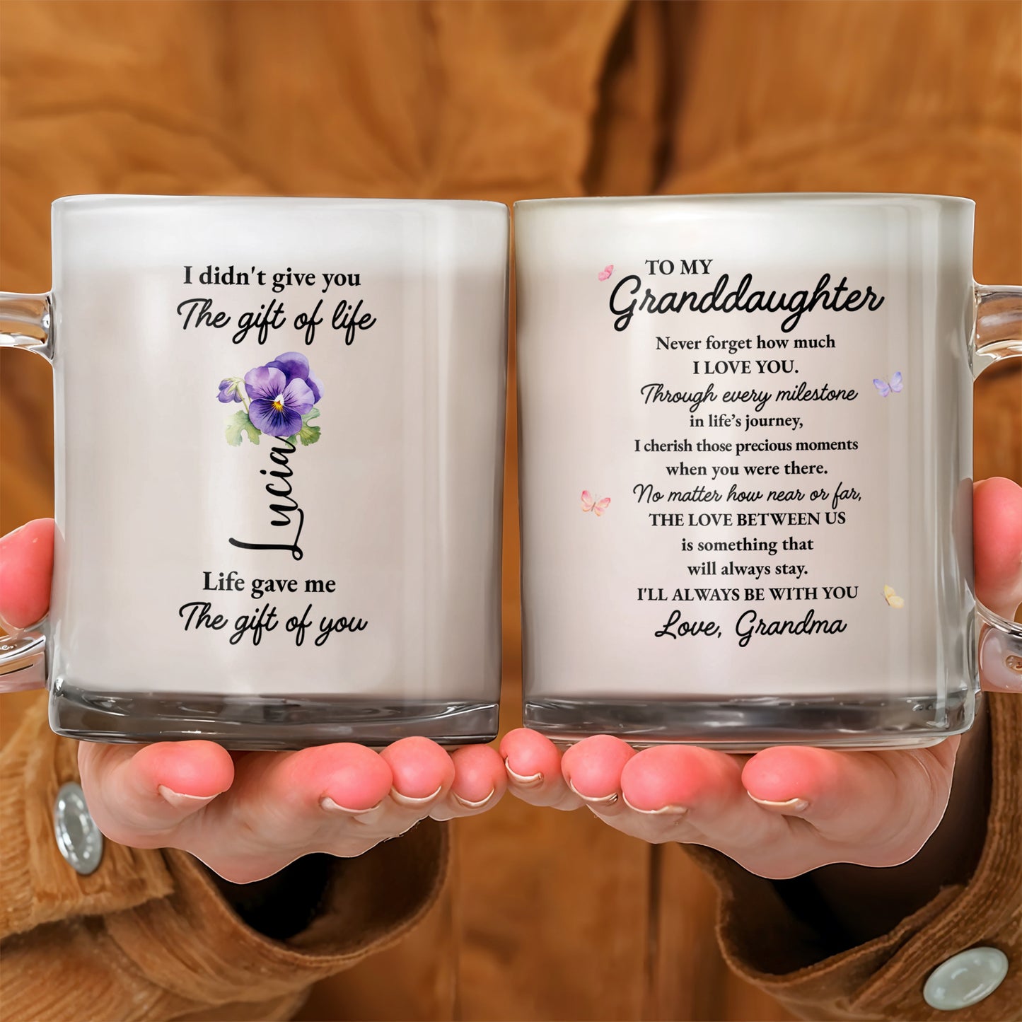To My Granddaughter Love From Grandma With Flowers And Butterfly