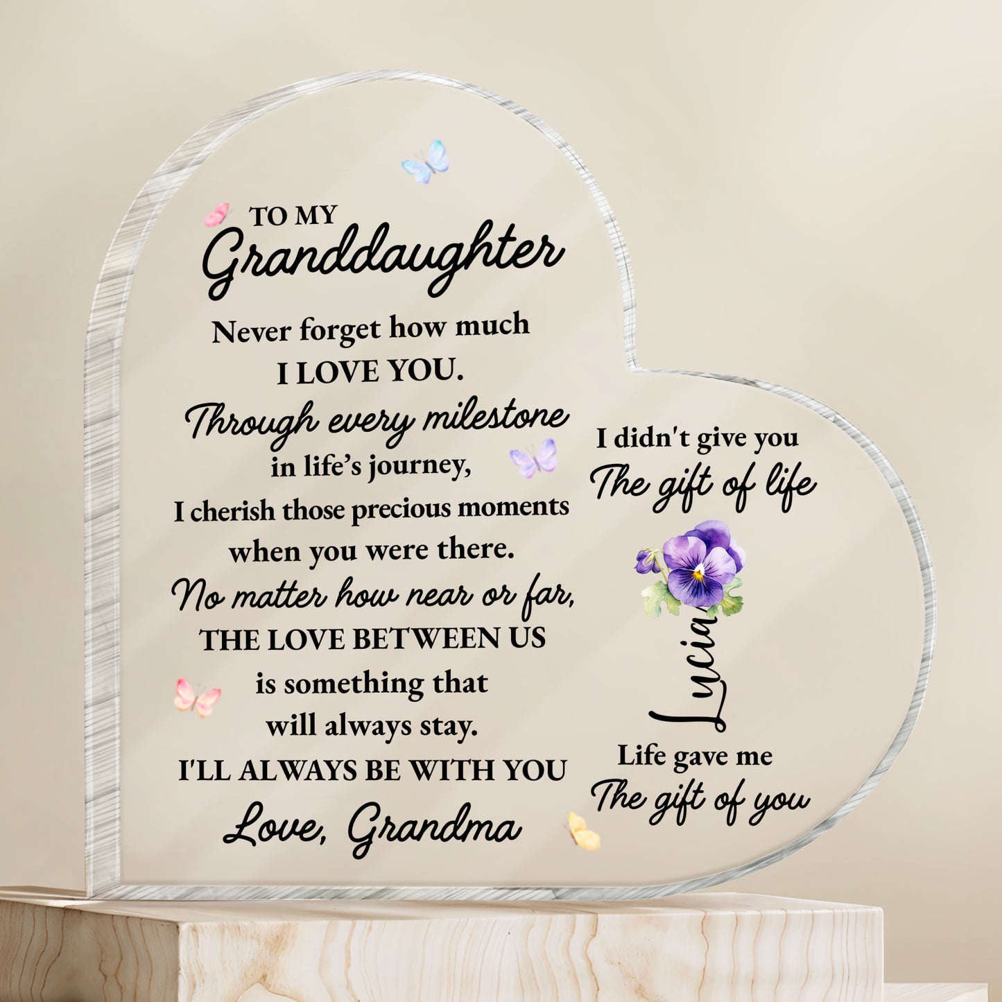 To My Granddaughter, Love Always Stays With Beautiful Butterflies and Flowers