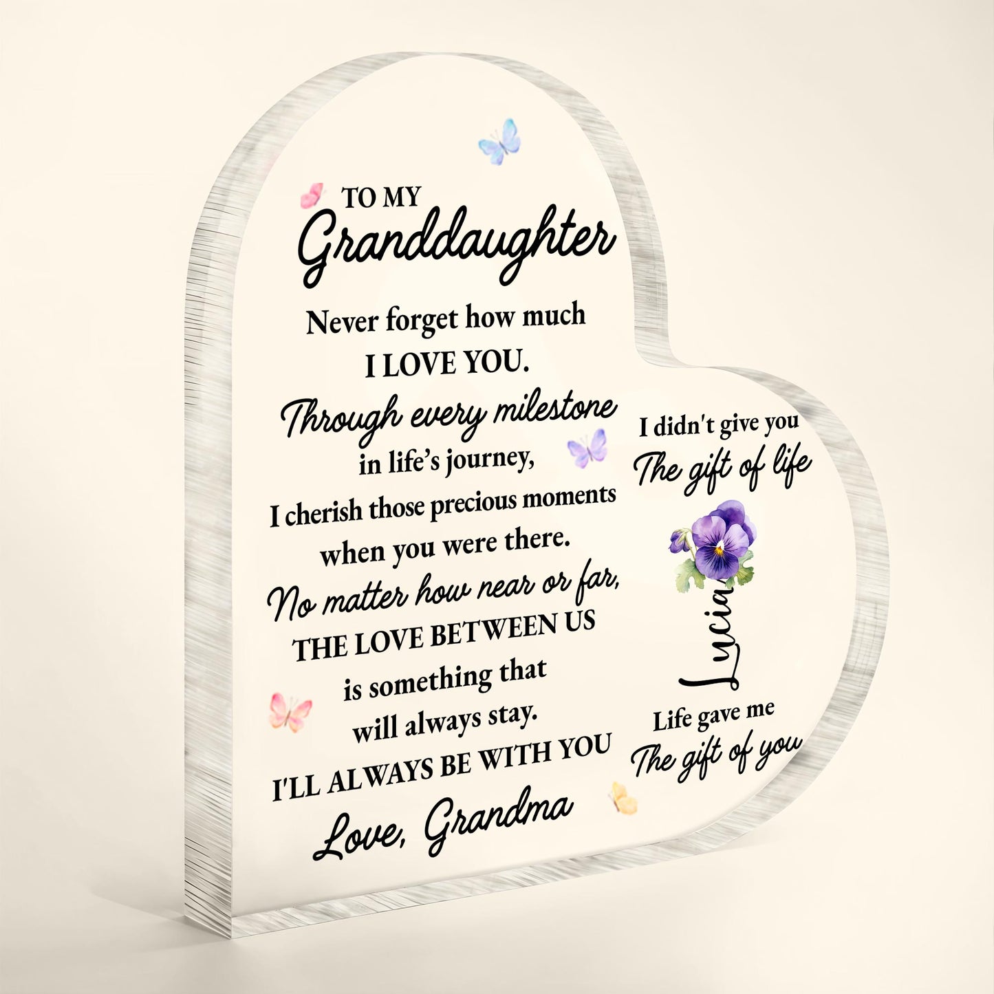 To My Granddaughter, Love Always Stays With Beautiful Butterflies and Flowers