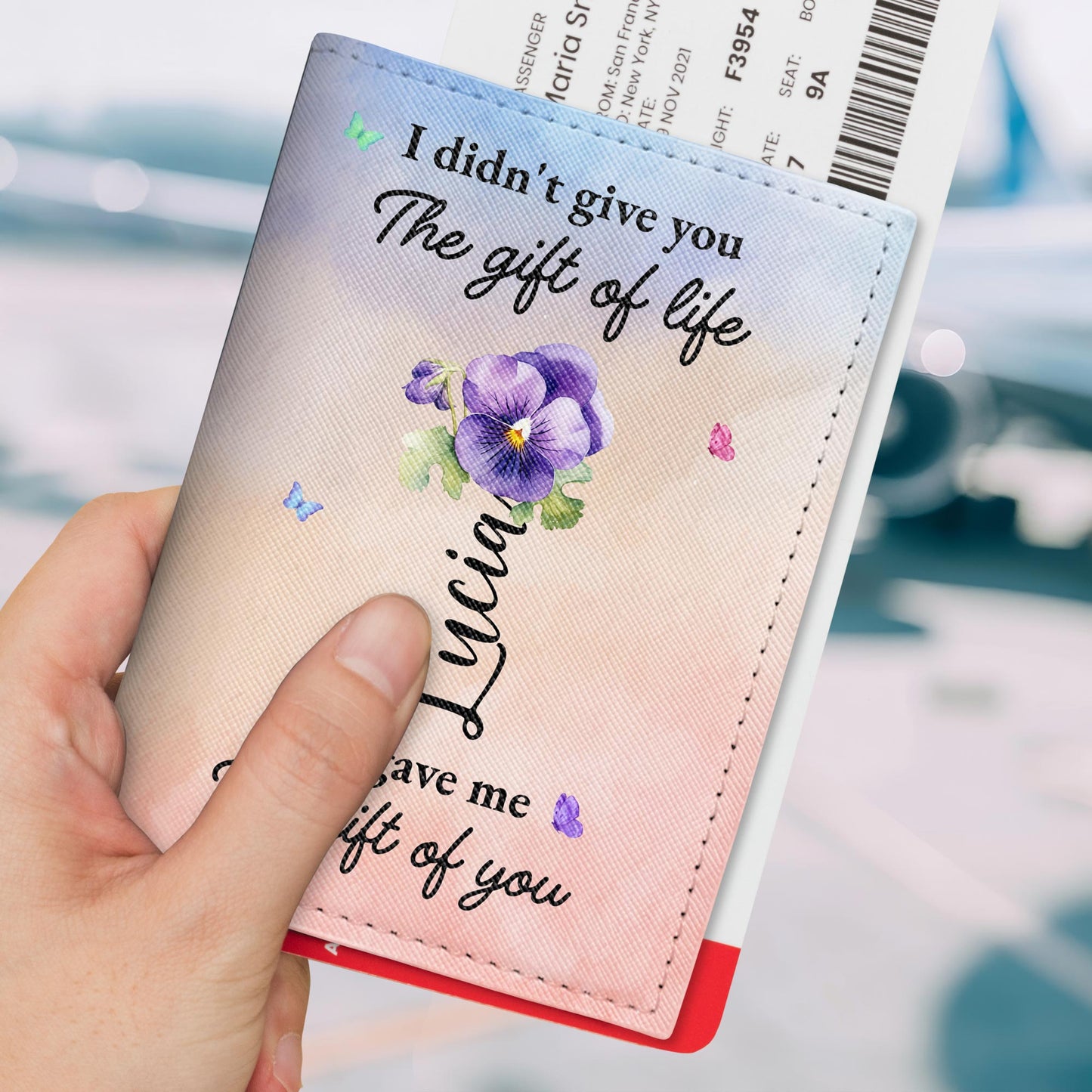 Gift Of Life, Pansy Flower And Butterflies Design