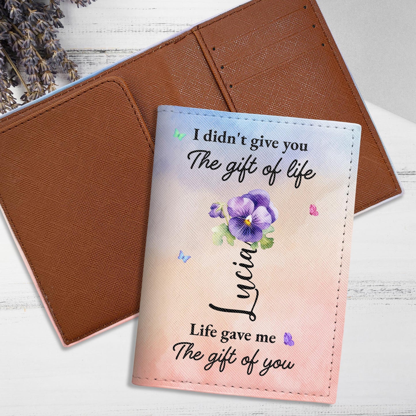 Gift Of Life, Pansy Flower And Butterflies Design