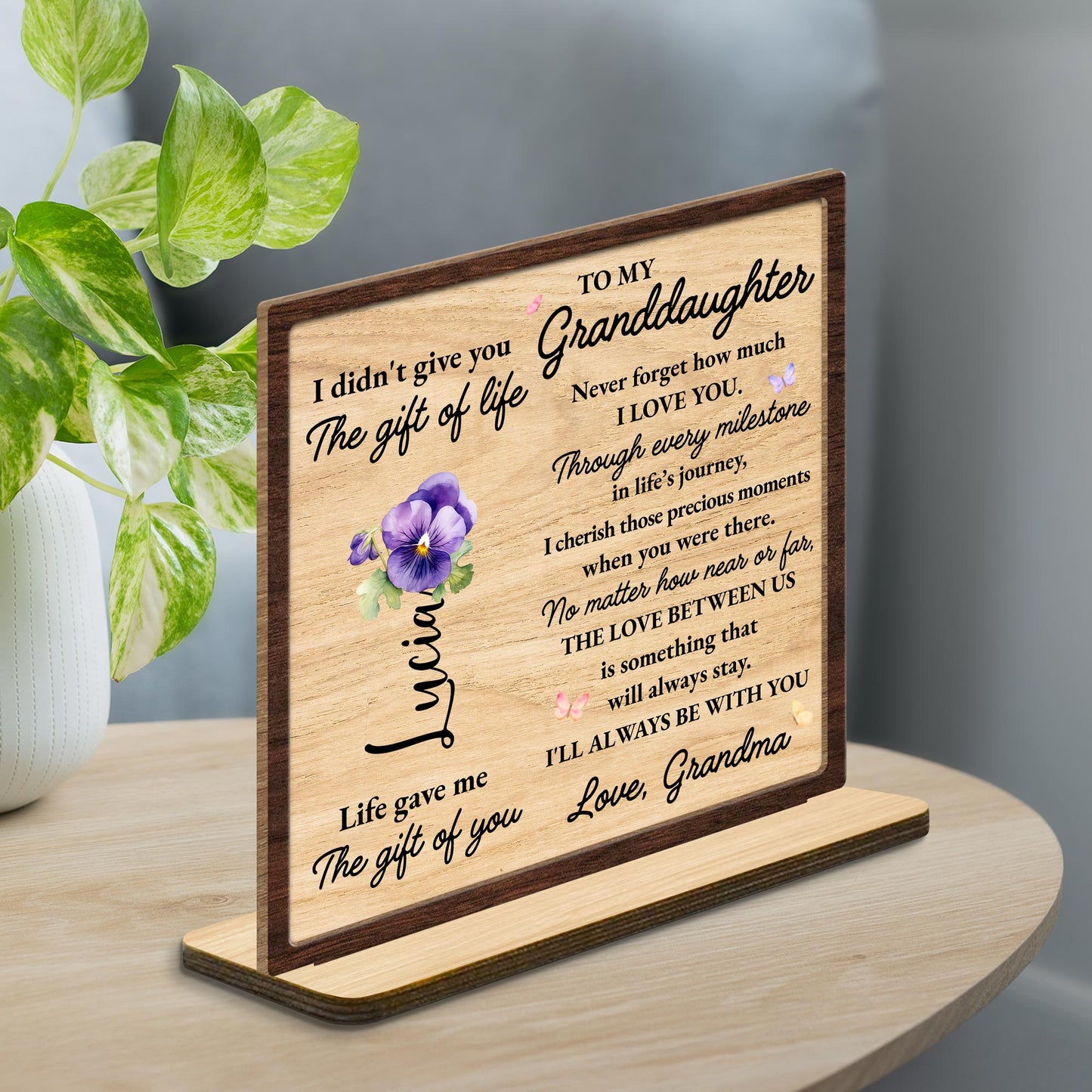 To My Granddaughter Love Message With Flowers And Butterflies