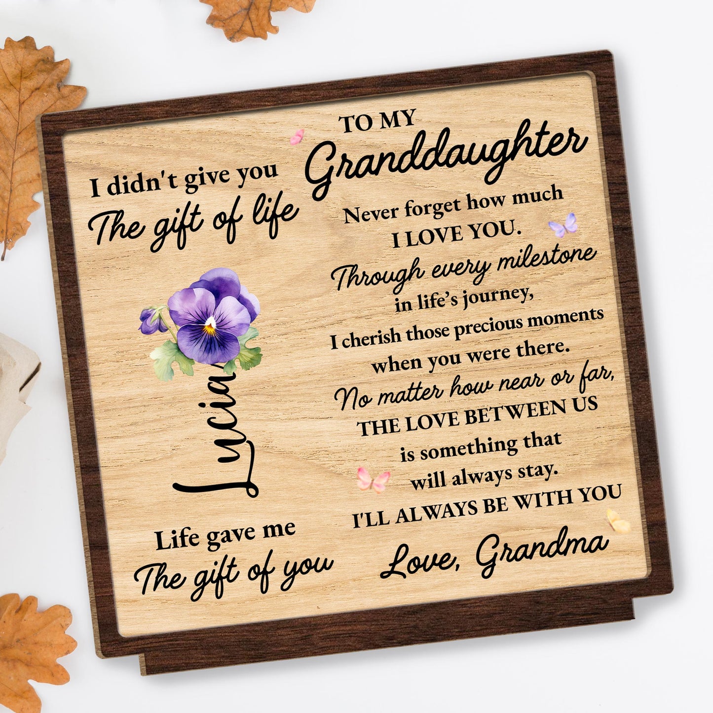 To My Granddaughter Love Message With Flowers And Butterflies