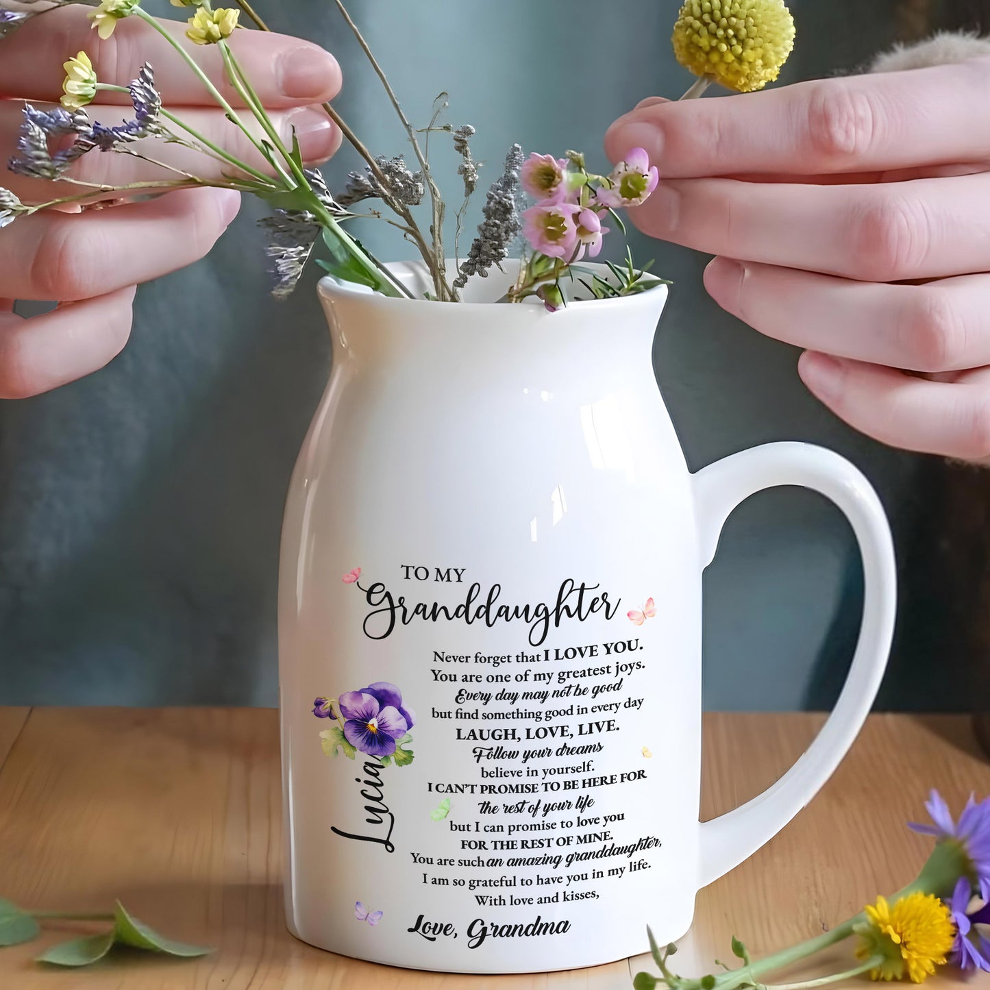 Love You For The Rest Of Mine Granddaughter Vase