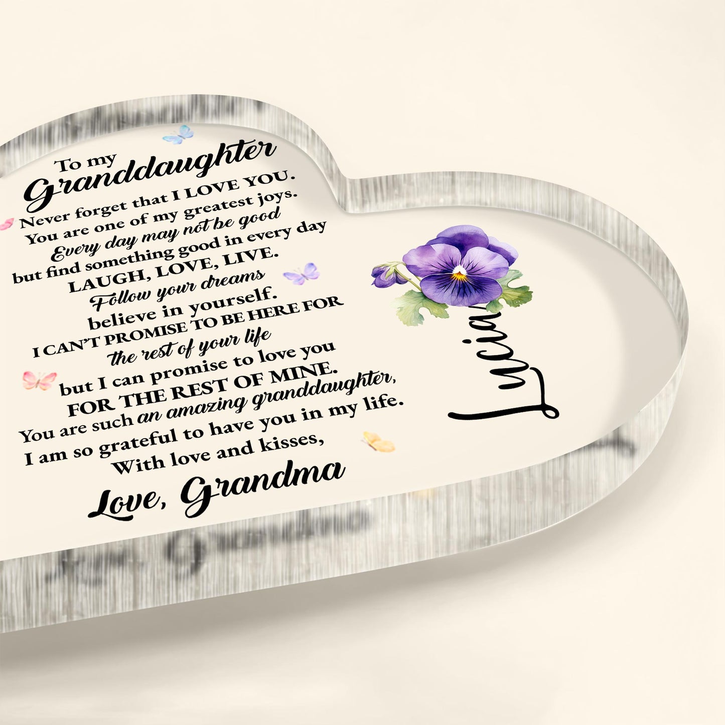 Love And Life Promises To Granddaughter With Butterflies And Flowers