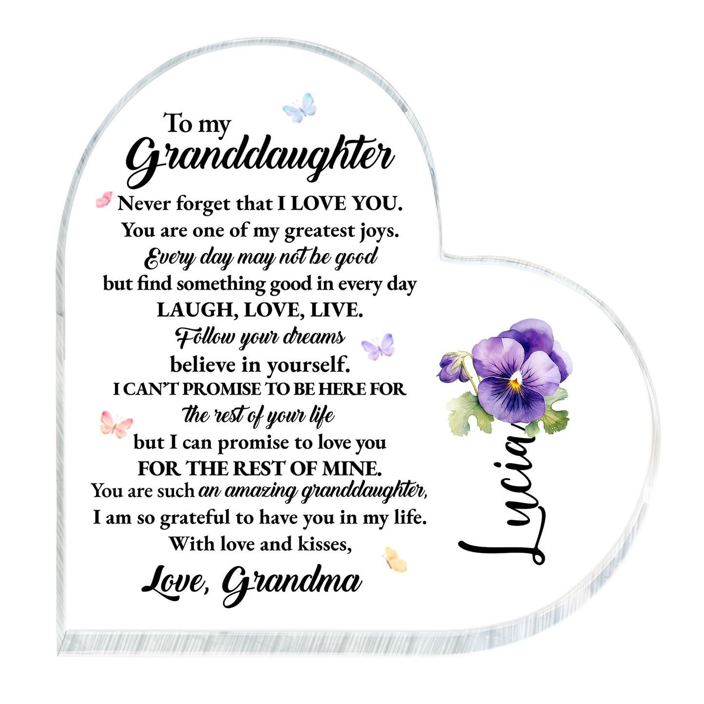 Love And Life Promises To Granddaughter With Butterflies And Flowers