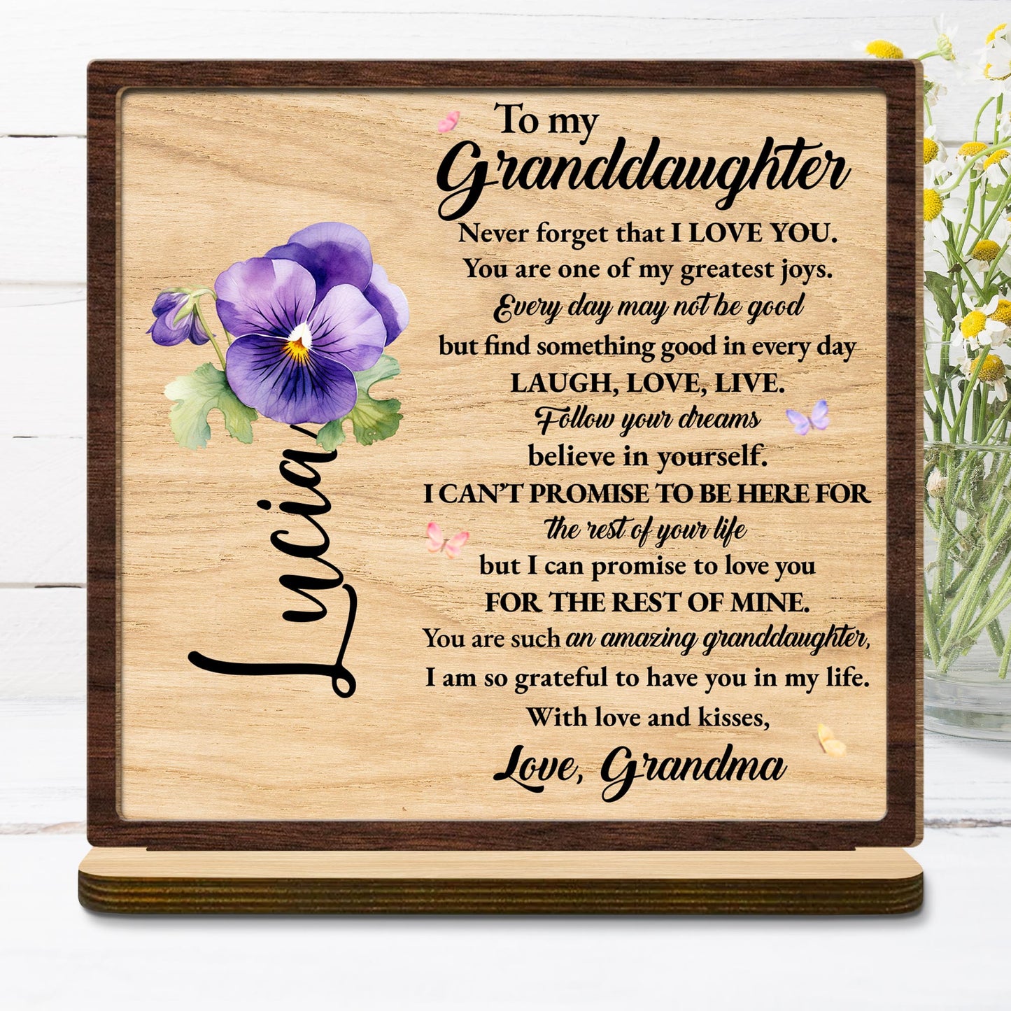 To My Granddaughter Love Promise Wood Plaque