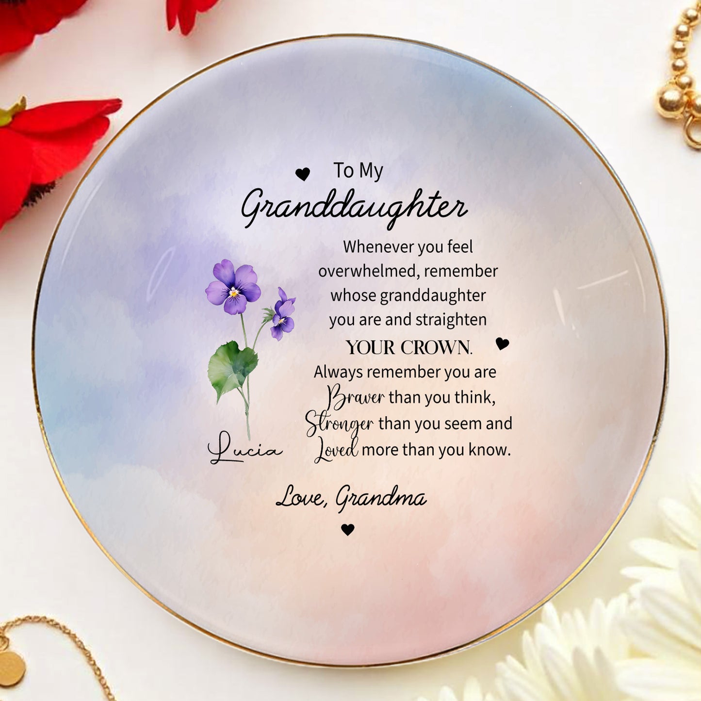 To My Granddaughter, Straighten Your Crown With Floral Design