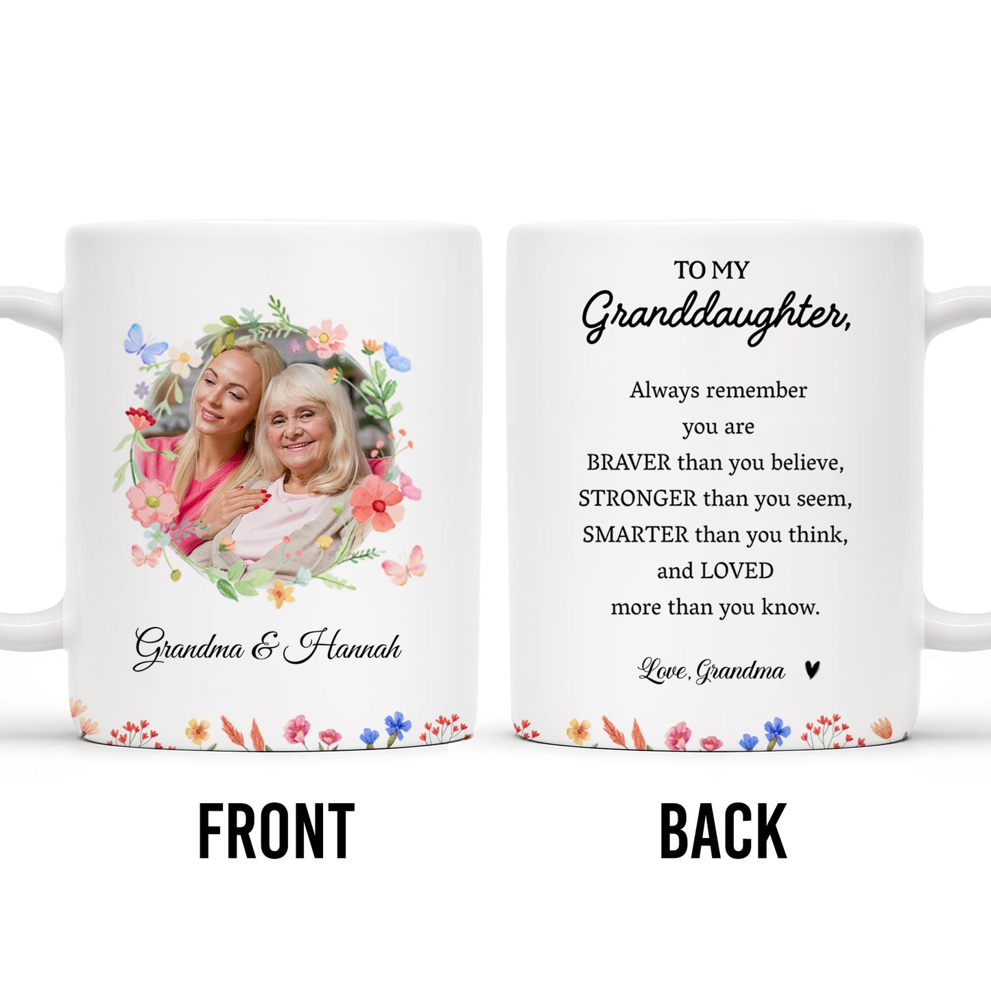 Grandma's Love In A Floral Heart Frame