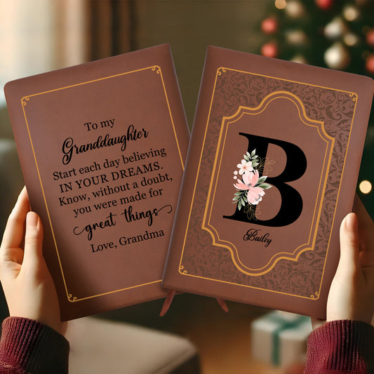 Believe In Your Dreams Floral Design Leather Journal