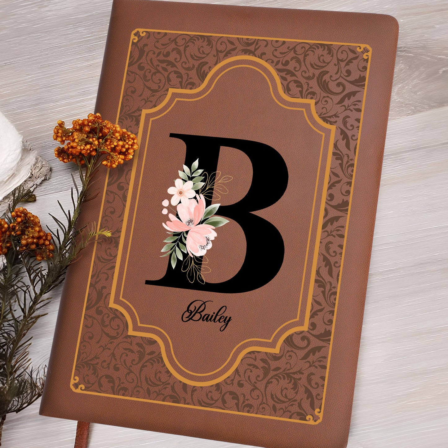 Believe In Your Dreams Floral Design Leather Journal