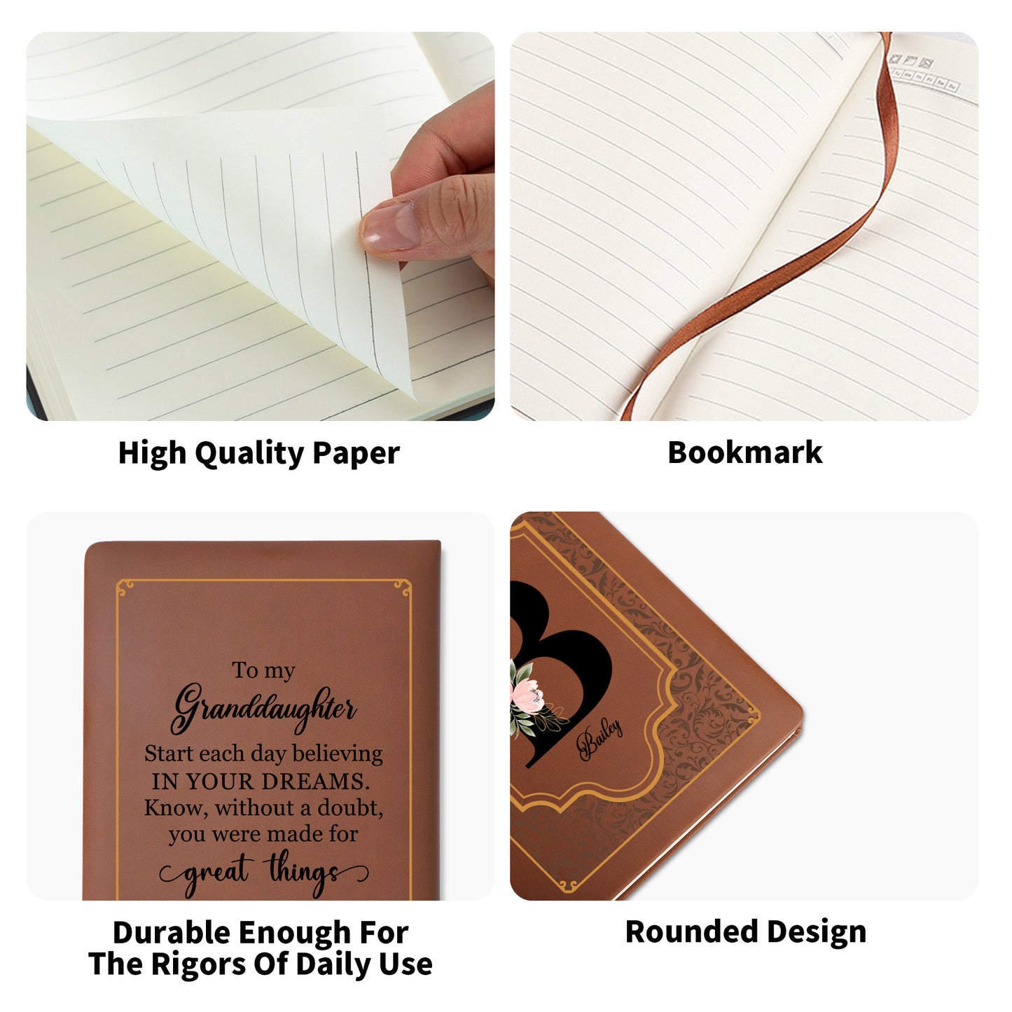 Believe In Your Dreams Floral Design Leather Journal