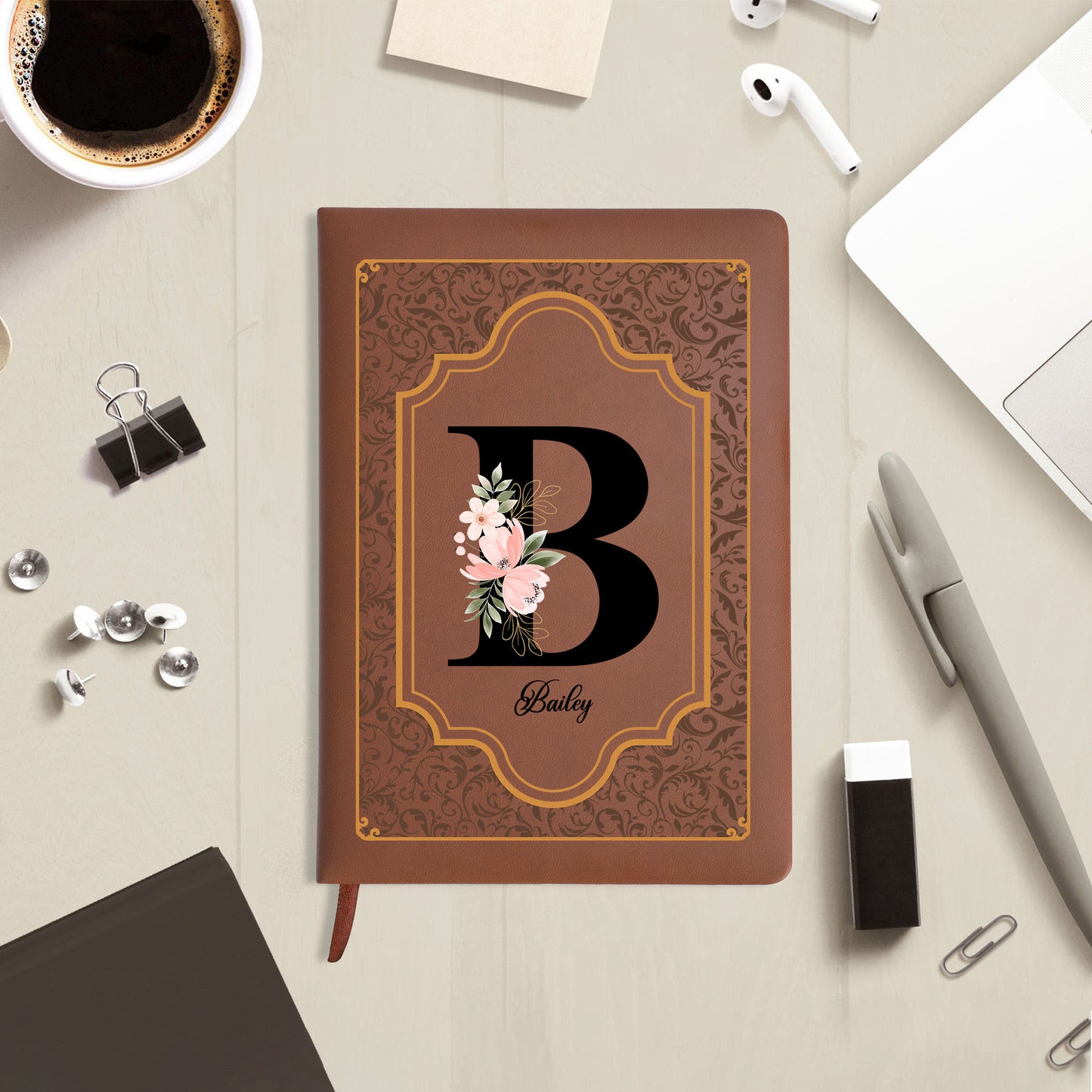 Believe In Your Dreams Floral Design Leather Journal