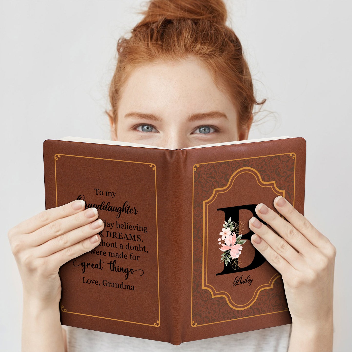 Believe In Your Dreams Floral Design Leather Journal