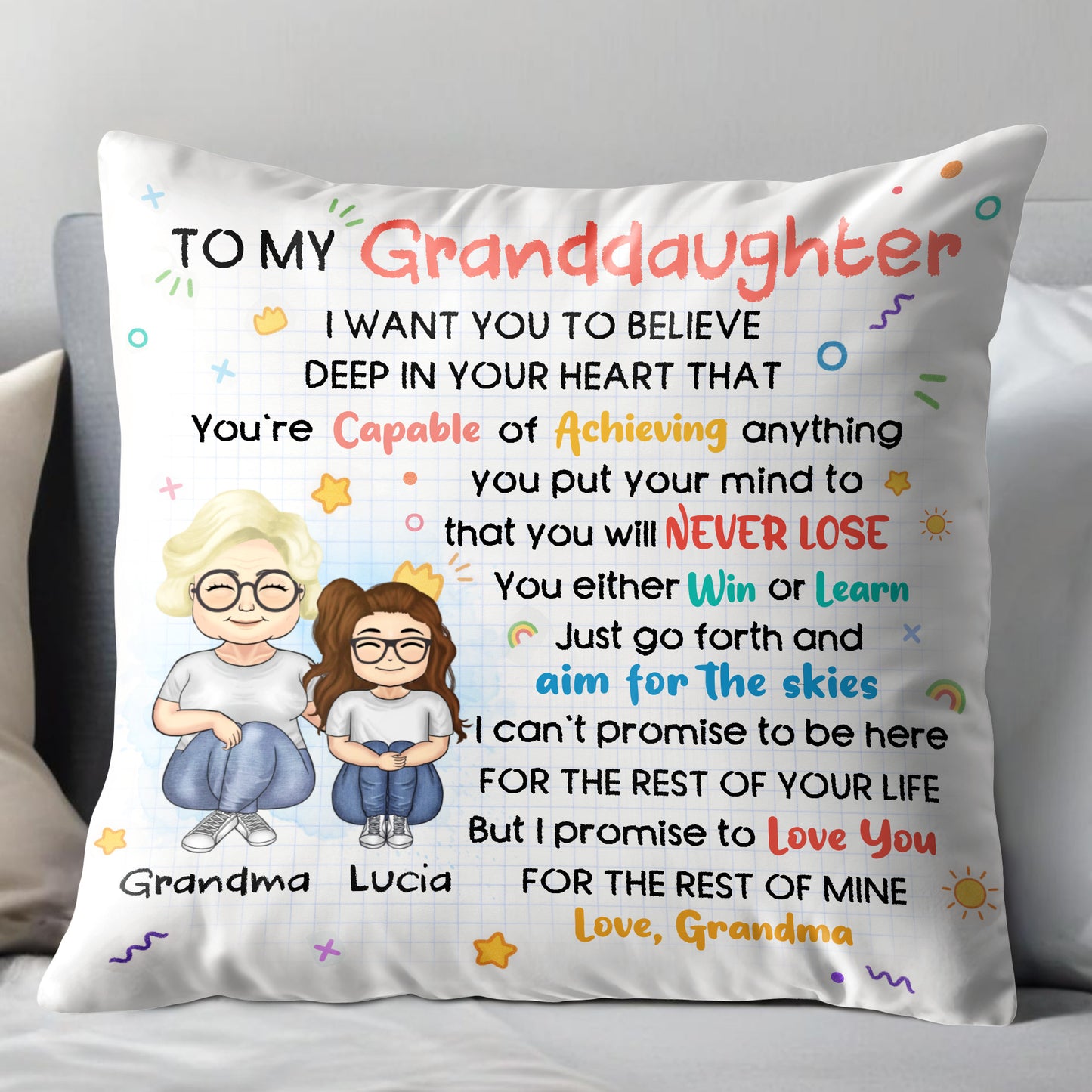 To My Granddaughter, Believe In Your Dreams - Personalized Custom Pillow, Insert Included - GDT317_PLW