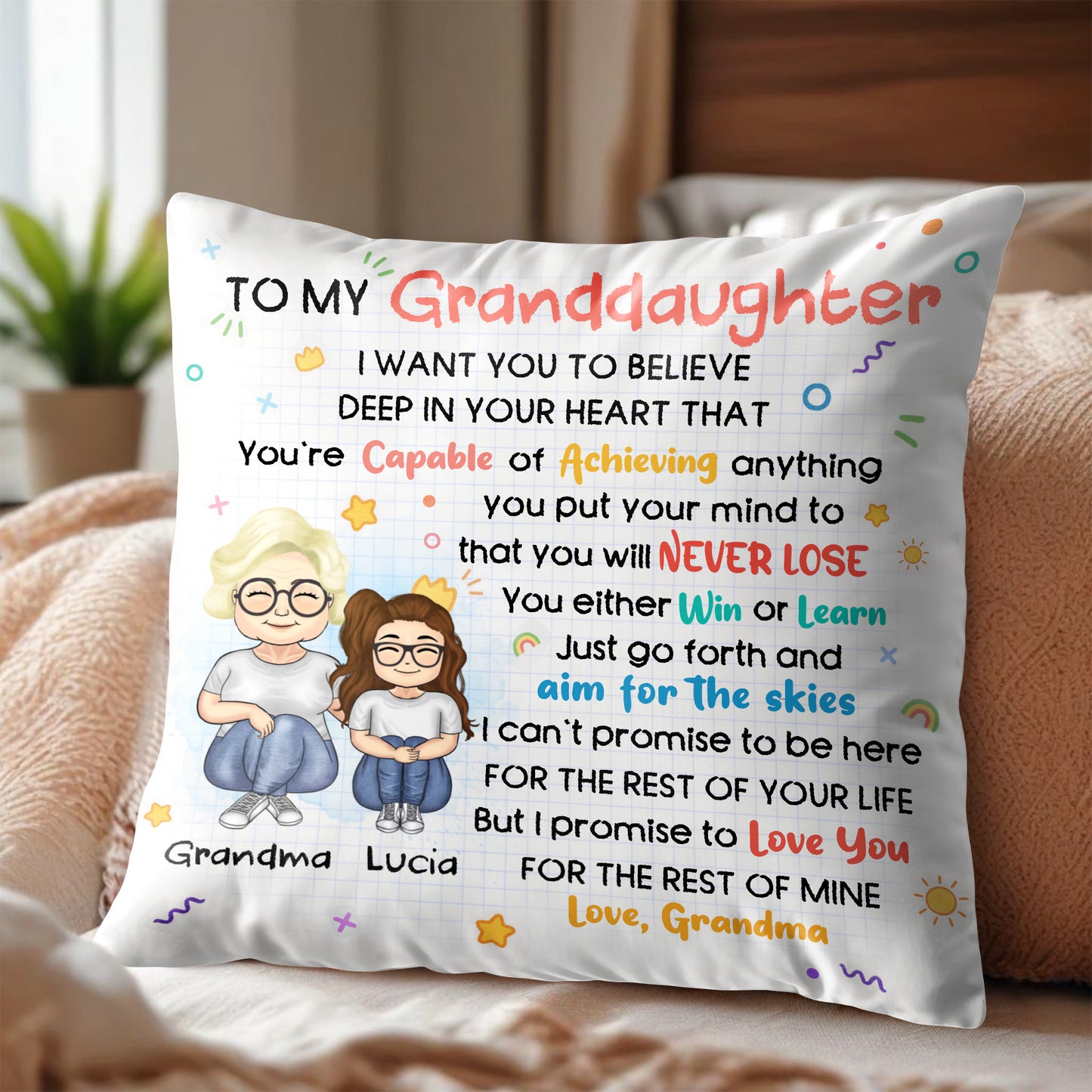 To My Granddaughter, Believe In Your Dreams - Personalized Custom Pillow, Insert Included - GDT317_PLW