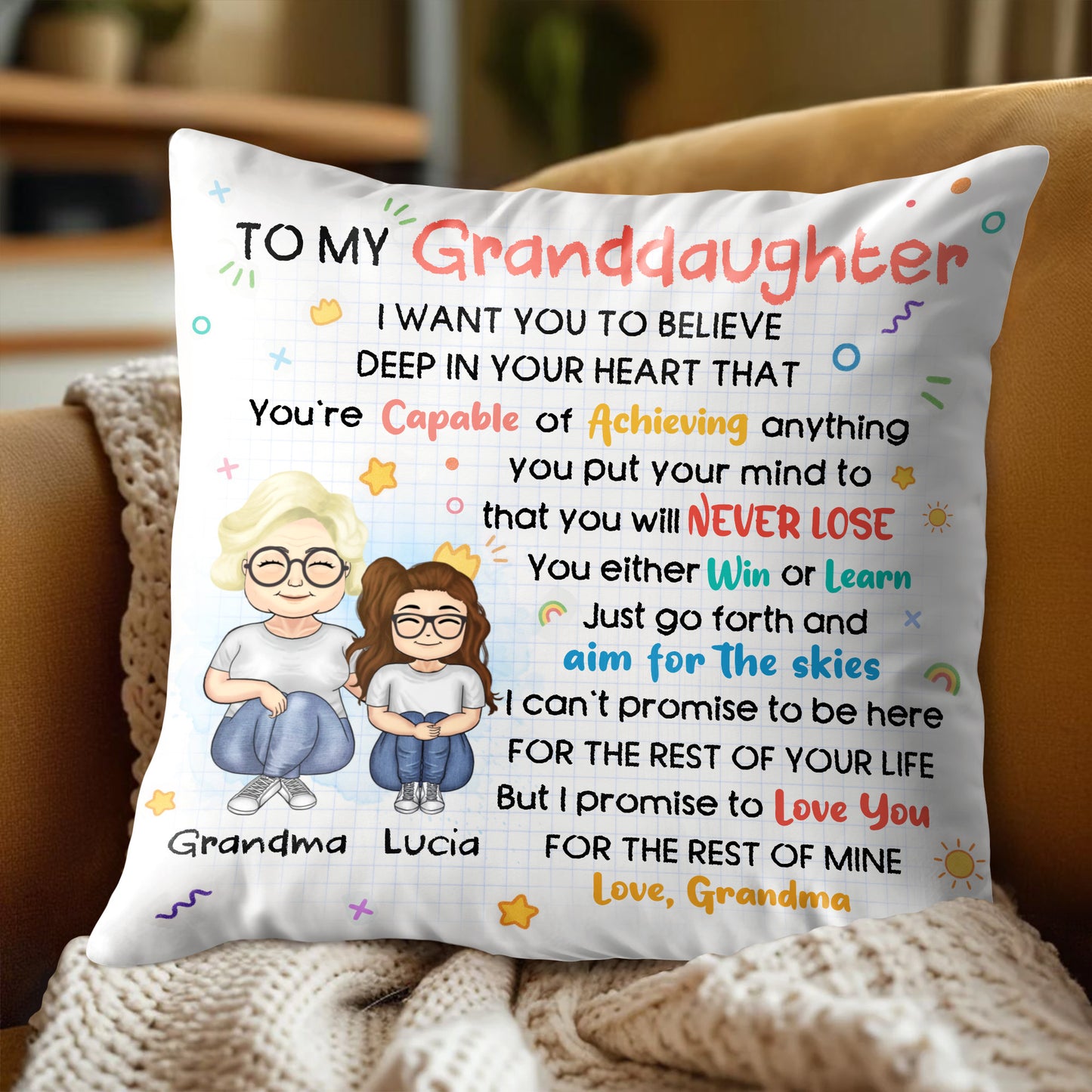 To My Granddaughter, Believe In Your Dreams - Personalized Custom Pillow, Insert Included - GDT317_PLW