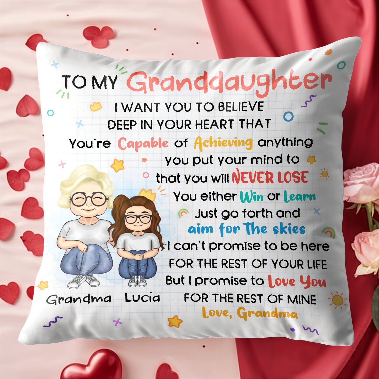 To My Granddaughter, Believe In Your Dreams - Personalized Custom Pillow, Insert Included - GDT317_PLW