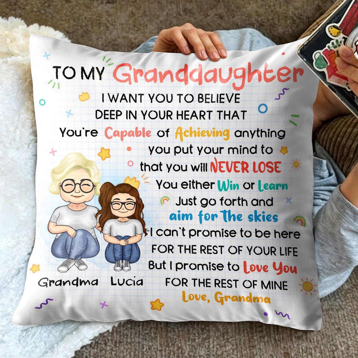 To My Granddaughter, Believe In Your Dreams - Personalized Custom Pillow, Insert Included - GDT317_PLW