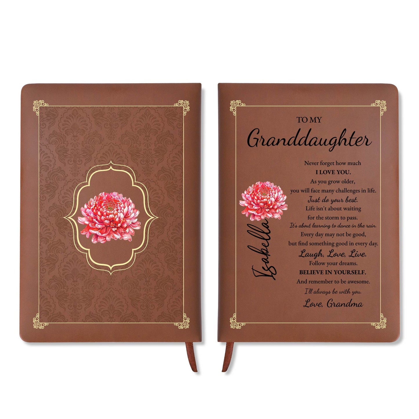 Love, Laugh, And Live Grandmother's Wisdom With Flower Design