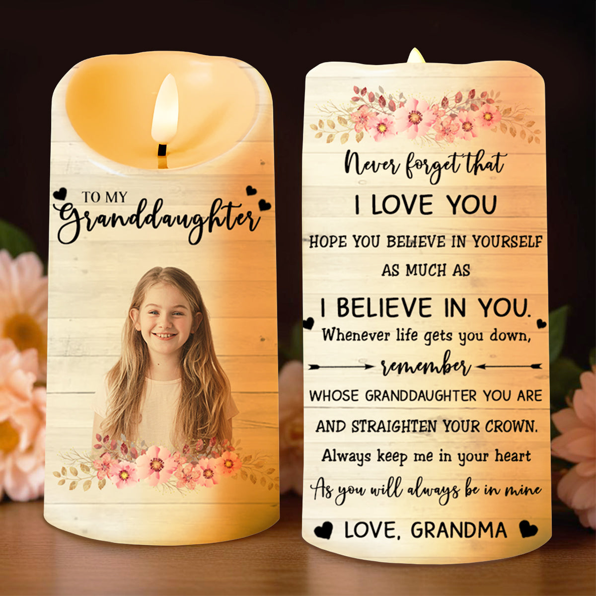 Granddaughter, Always In My Heart With Flowers