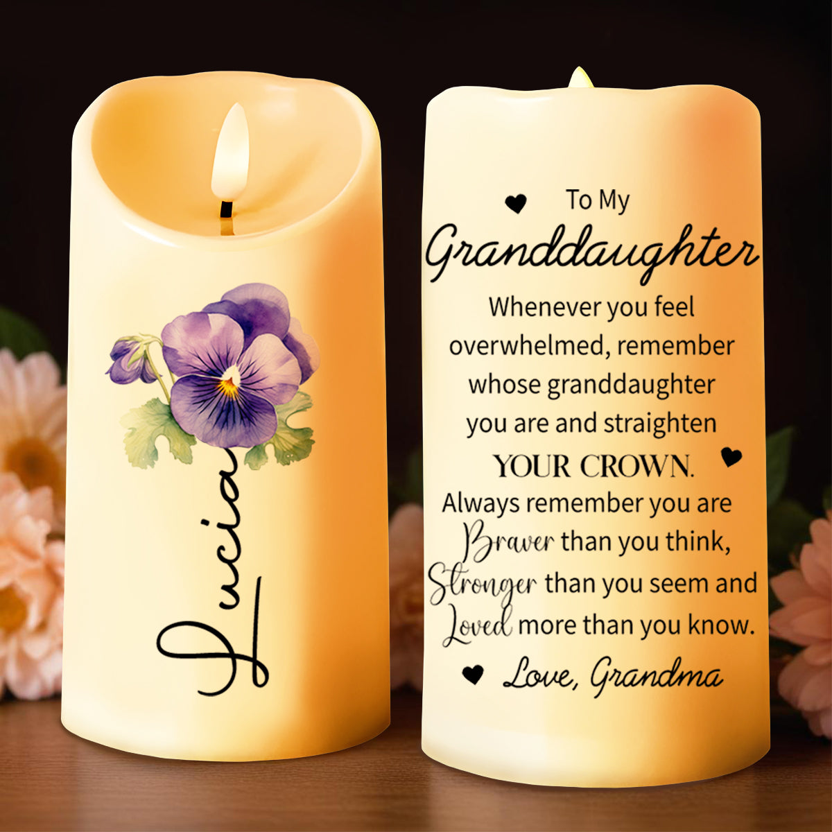 Encouragement Quote Granddaughter With Flowers and Crown