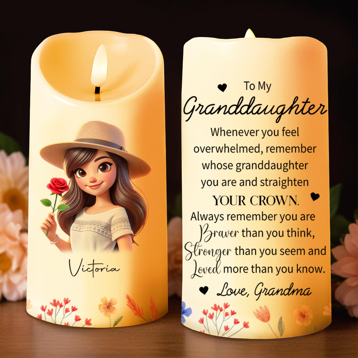 Braver Than You Think Granddaughter Love Message With Girl And Flowers