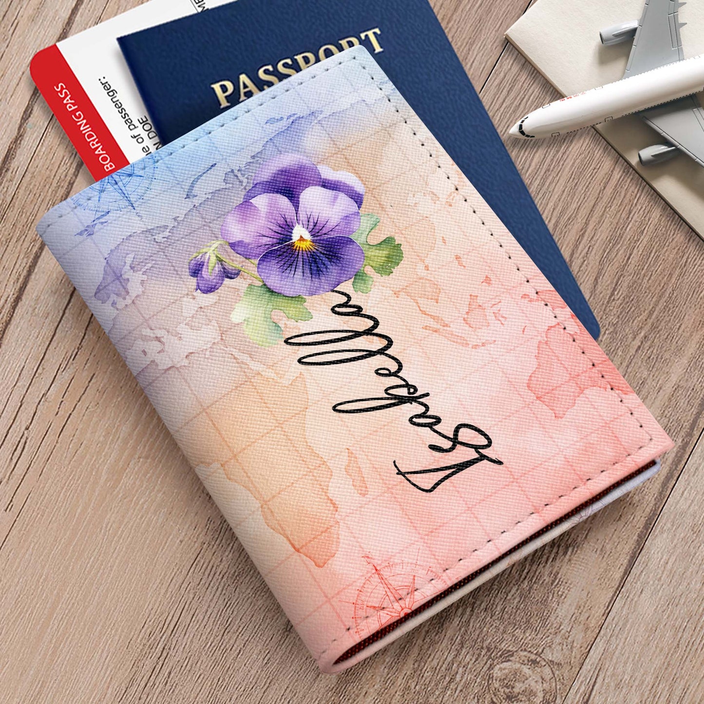 Explore The World In Style, World Map And Pansy Flower