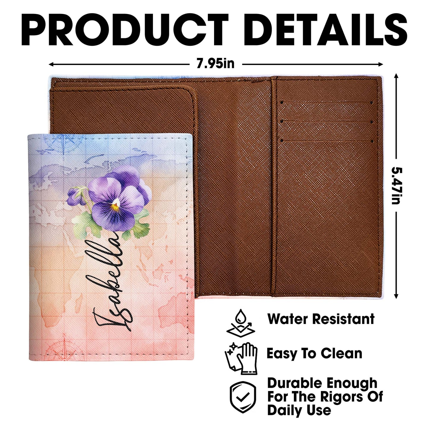 Explore The World In Style, World Map And Pansy Flower