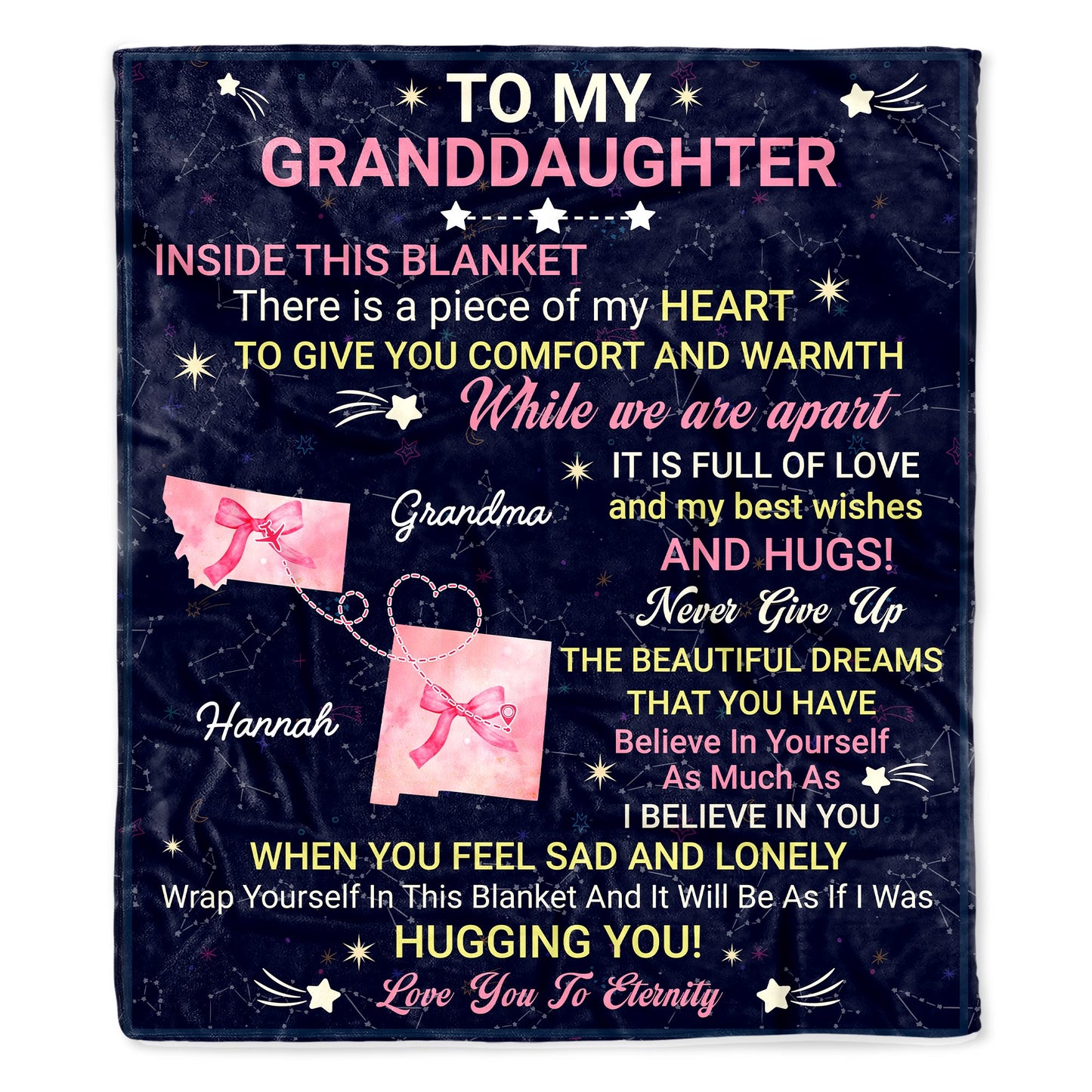 Grandmother's Hug And Eternal Love Themed Blanket With Stars