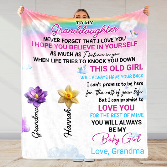 Love Promise To Granddaughter With Rainbow And Flowers