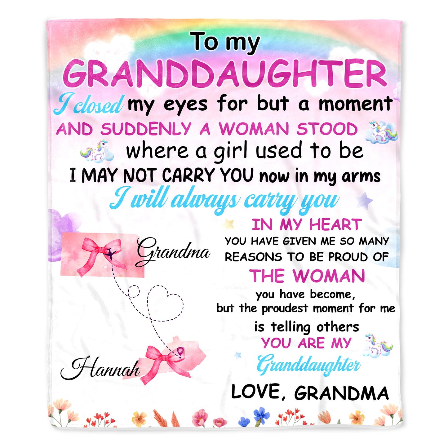 Rainbow And Unicorn Granddaughter Love From Grandma