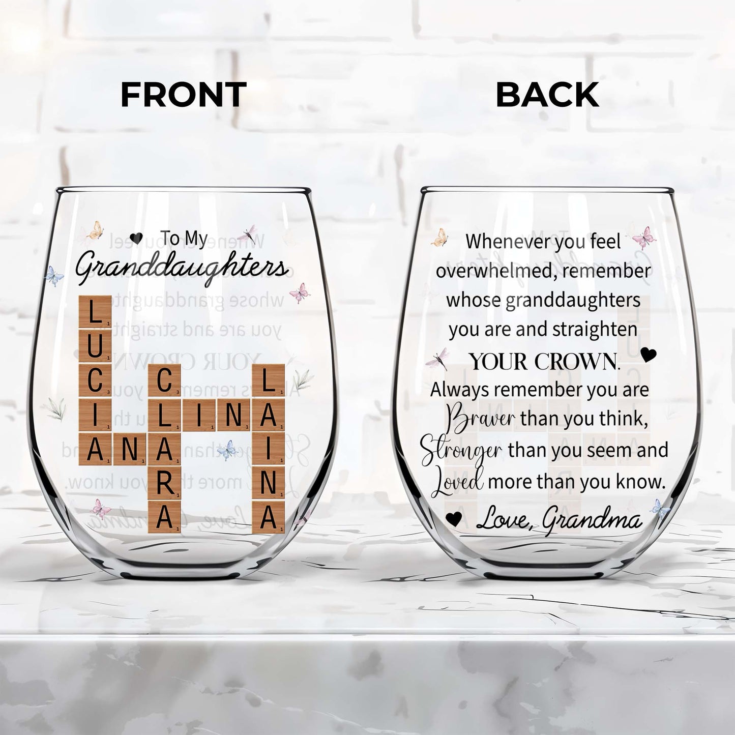 Straighten Your Crown Braver Stronger Loved Custom Wine Glass