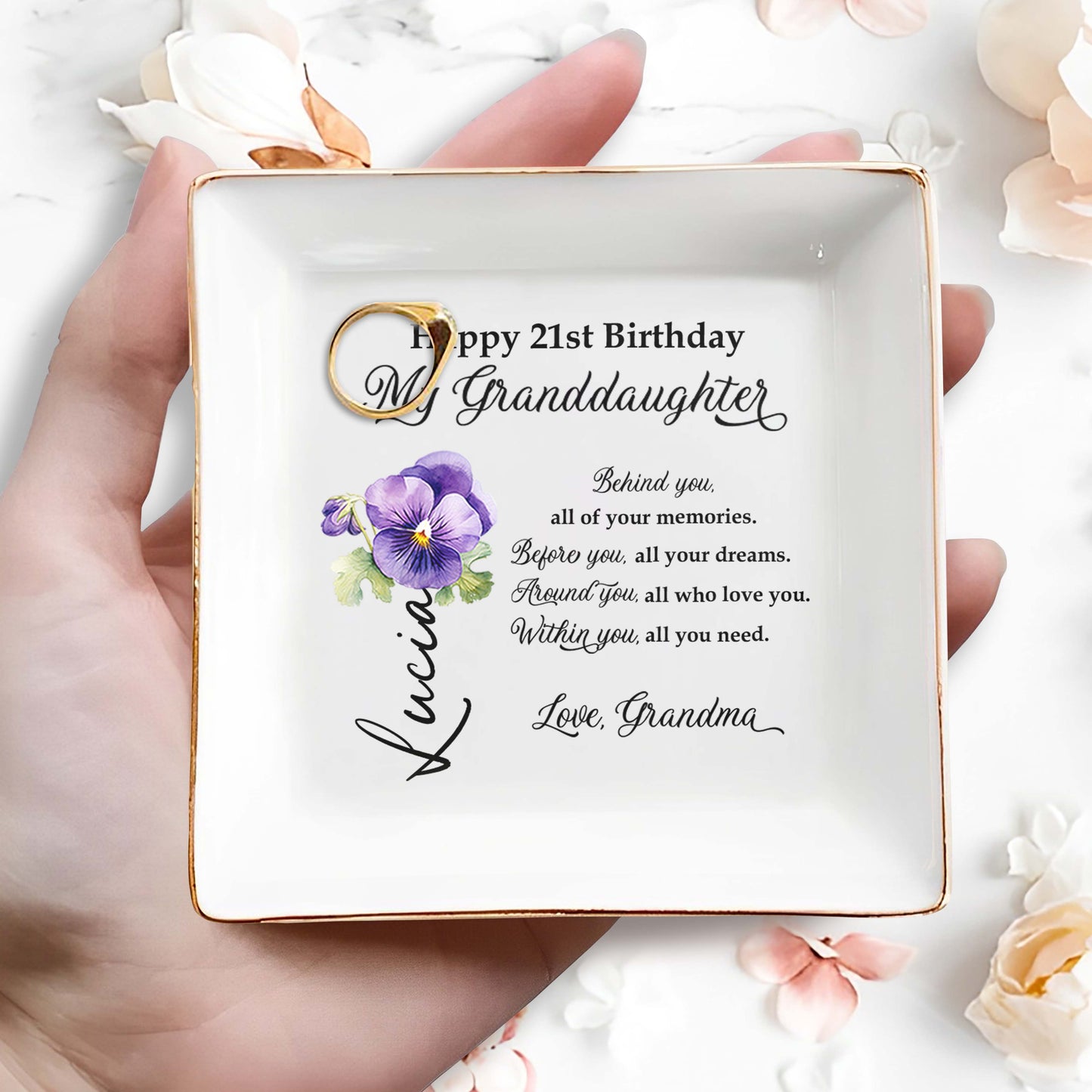 Love And Memories Jewelry Dish With Beautiful Flower