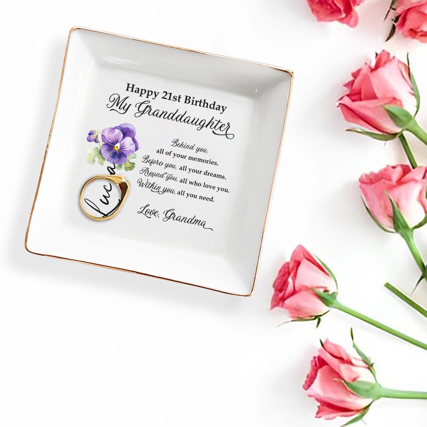 Love And Memories Jewelry Dish With Beautiful Flower