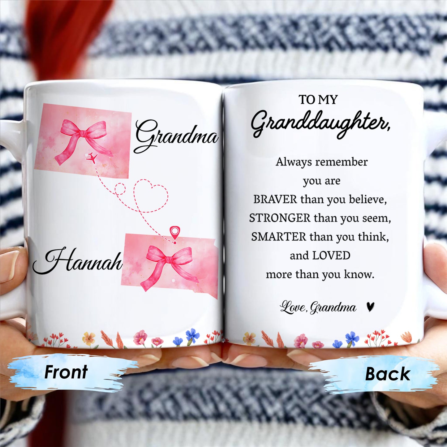 Braver, Stronger, Smarter, Loved Inspirational Quote With Bows And Hearts