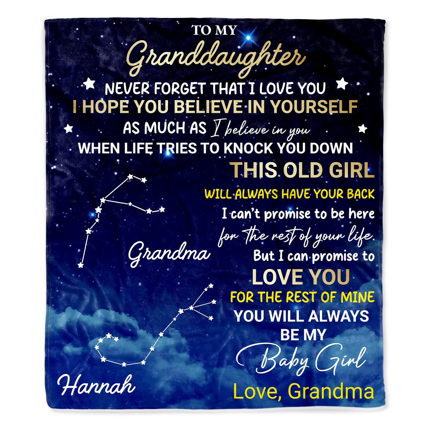 Love And Stars Granddaughter Inspirational Constellations Blanket