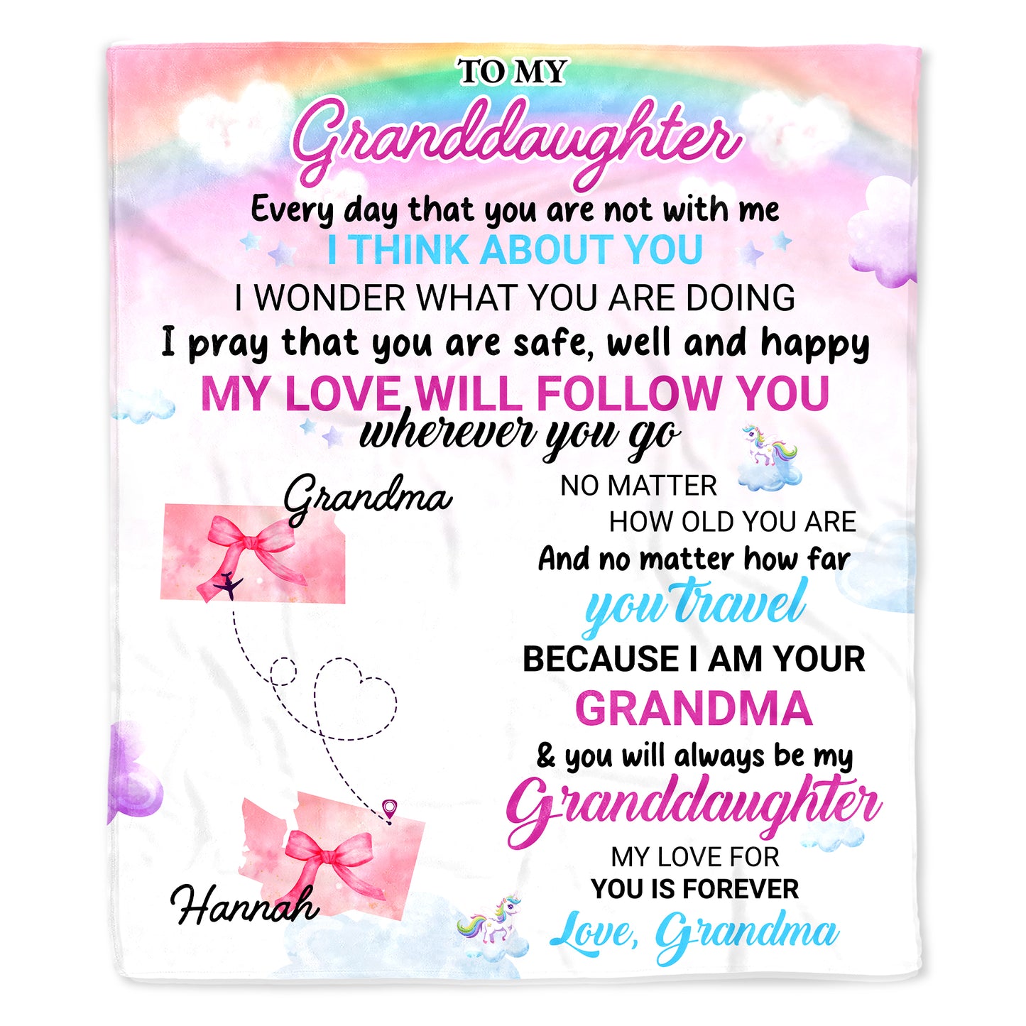 Grandma's Love Follows You Forever, Unicorn And Rainbow Theme