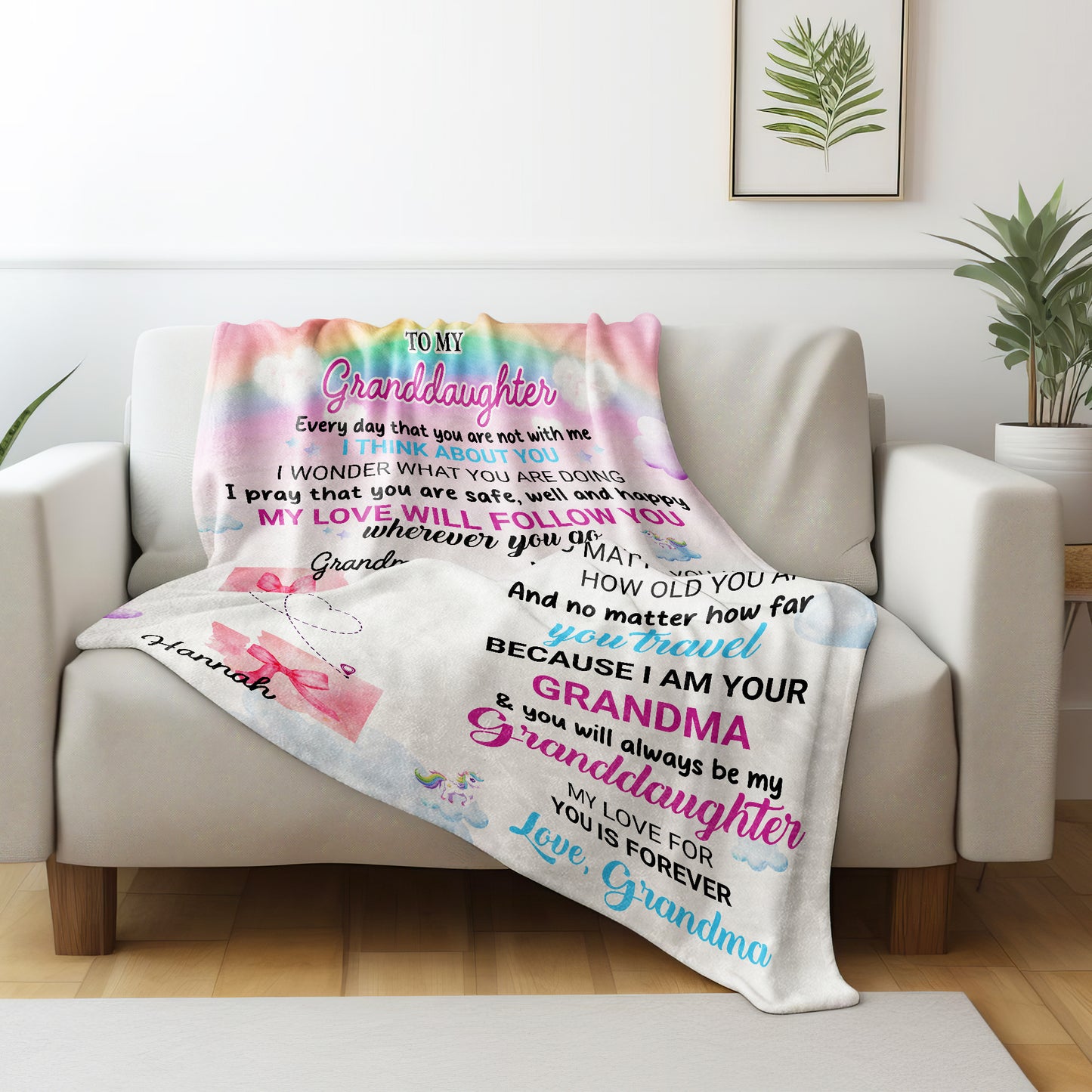 Grandma's Love Follows You Forever, Unicorn And Rainbow Theme