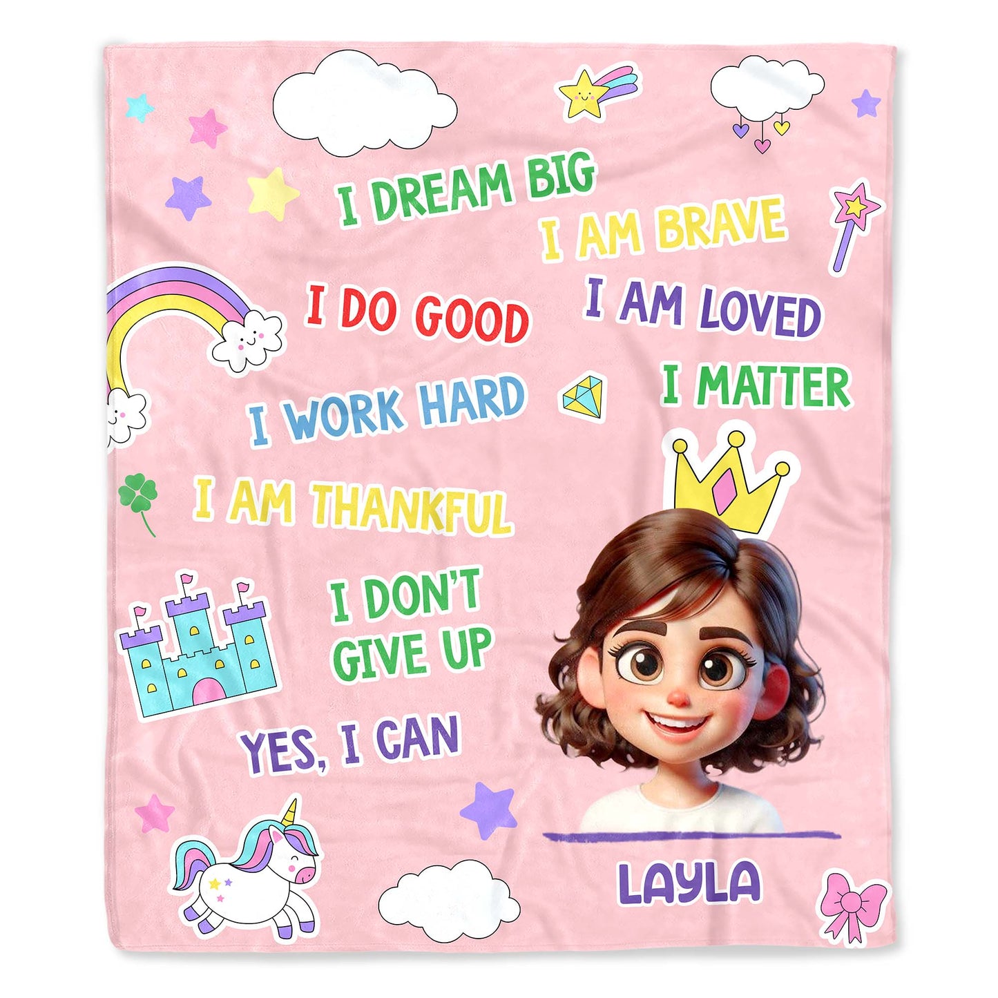 Dream Big, Loved and Brave, Personalized Custom Blanket For Kids