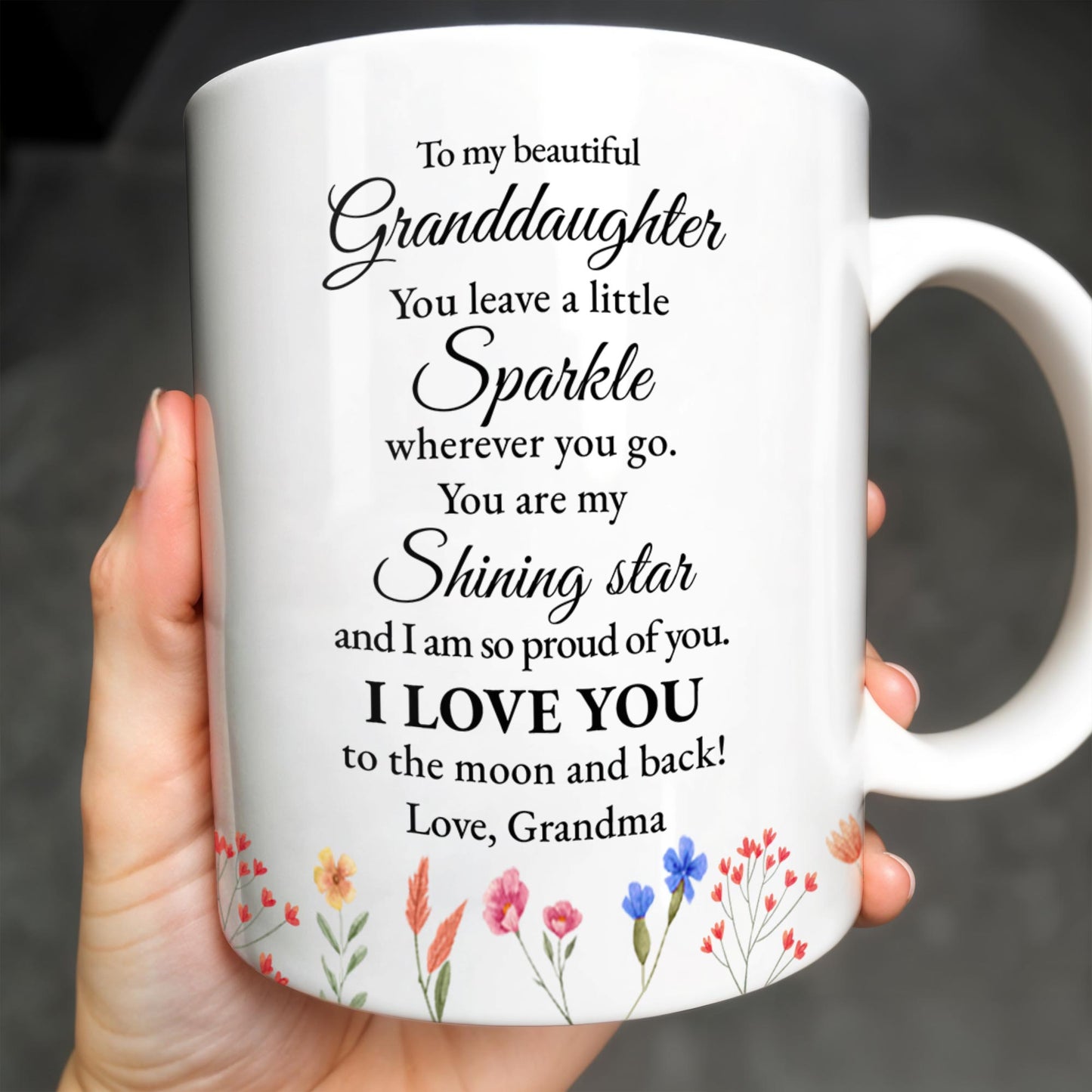 Granddaughter You Are My Shining Star Love Message With Pansy Flowers - Personalized Custom Coffee Mug - GDT187_MG