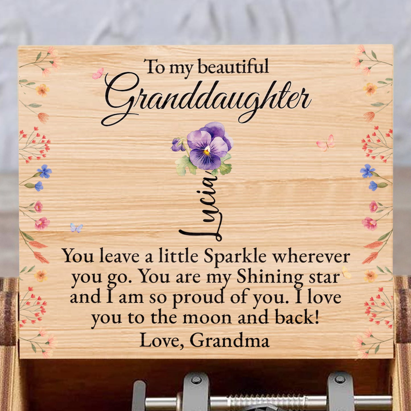 Shining Star Granddaughter Message With Flowers and Butterfly