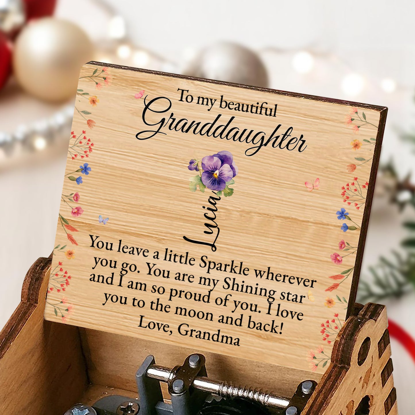 Shining Star Granddaughter Message With Flowers and Butterfly
