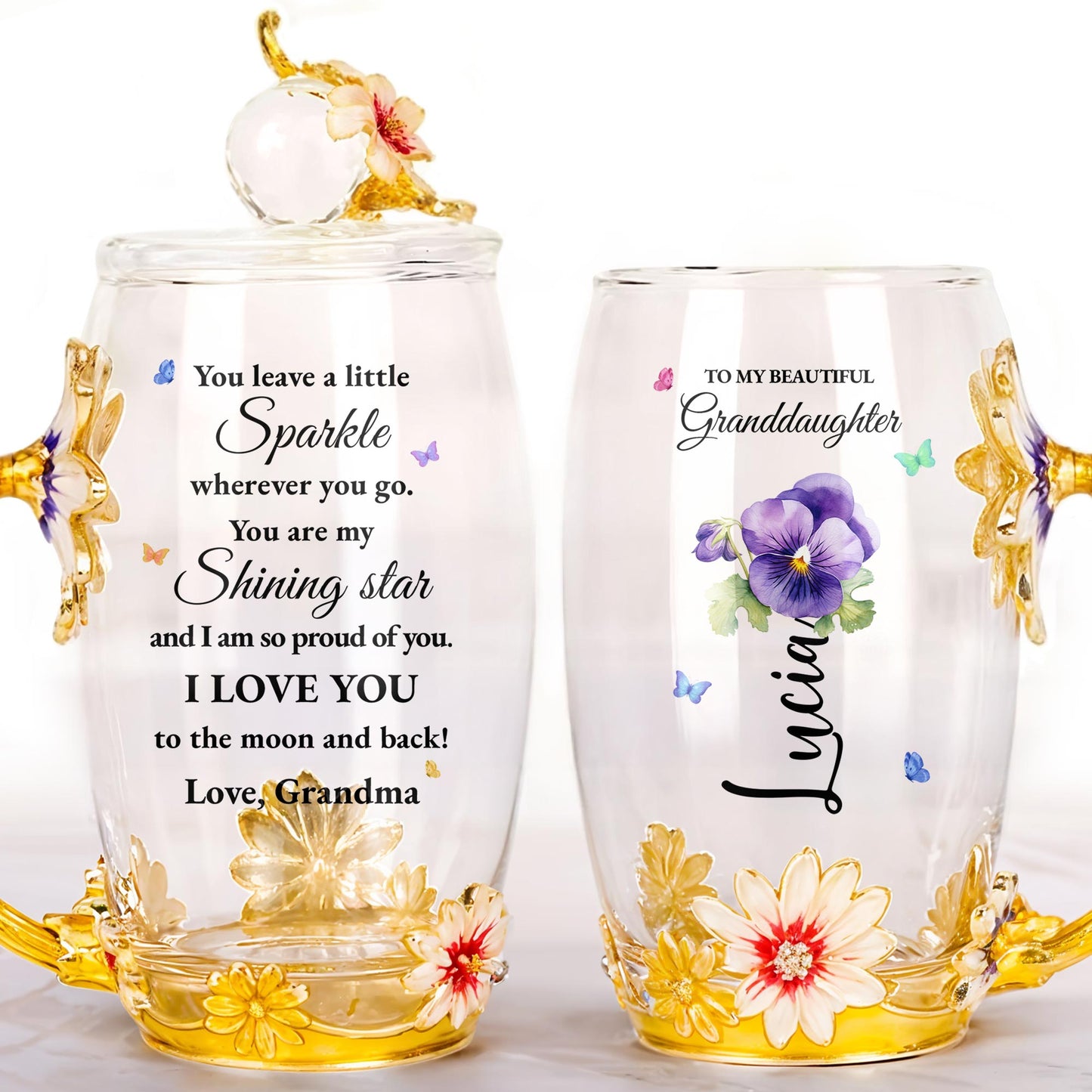 To My Beautiful Granddaughter Love You, Flowers and Butterfly